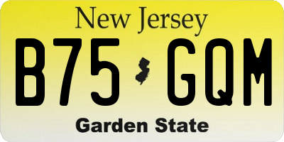 NJ license plate B75GQM