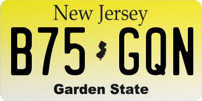 NJ license plate B75GQN