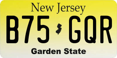 NJ license plate B75GQR