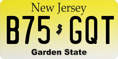 NJ license plate B75GQT