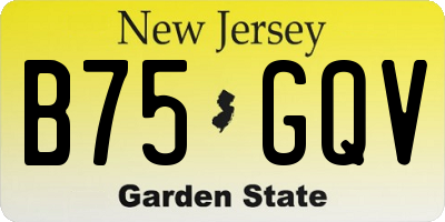 NJ license plate B75GQV