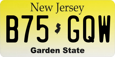 NJ license plate B75GQW