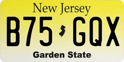 NJ license plate B75GQX