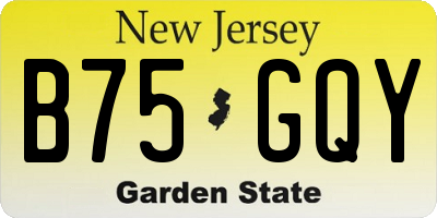 NJ license plate B75GQY