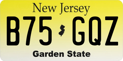 NJ license plate B75GQZ