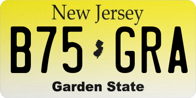 NJ license plate B75GRA