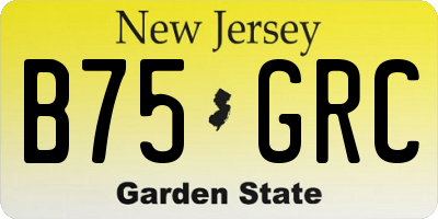 NJ license plate B75GRC