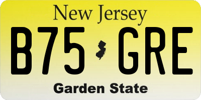 NJ license plate B75GRE