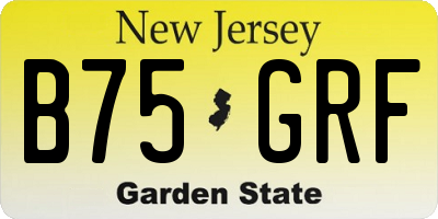 NJ license plate B75GRF