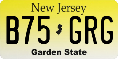 NJ license plate B75GRG