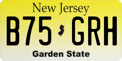 NJ license plate B75GRH