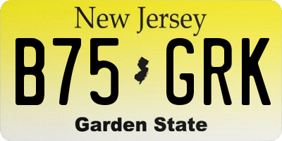 NJ license plate B75GRK