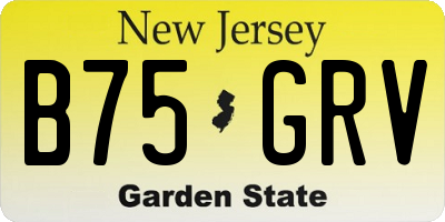 NJ license plate B75GRV