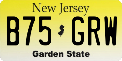 NJ license plate B75GRW