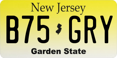 NJ license plate B75GRY