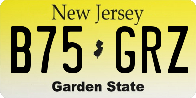 NJ license plate B75GRZ