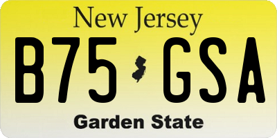 NJ license plate B75GSA