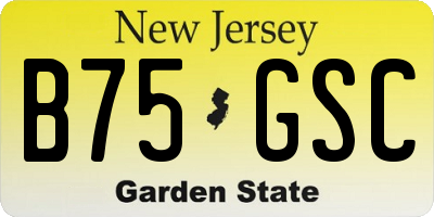 NJ license plate B75GSC
