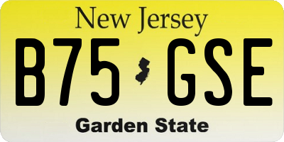 NJ license plate B75GSE