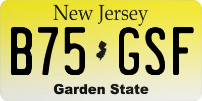 NJ license plate B75GSF