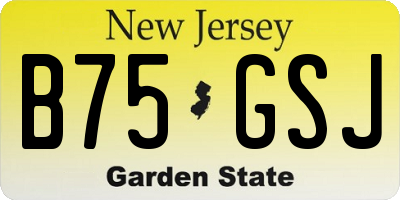 NJ license plate B75GSJ