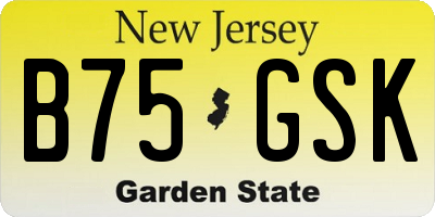 NJ license plate B75GSK