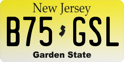 NJ license plate B75GSL