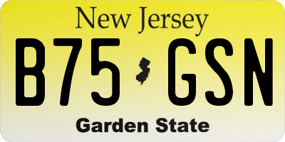 NJ license plate B75GSN