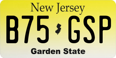 NJ license plate B75GSP