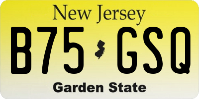 NJ license plate B75GSQ