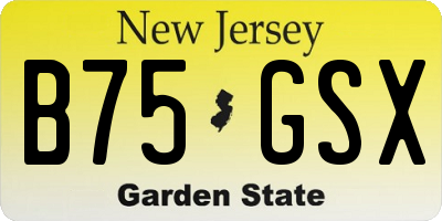 NJ license plate B75GSX