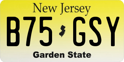 NJ license plate B75GSY