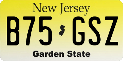 NJ license plate B75GSZ