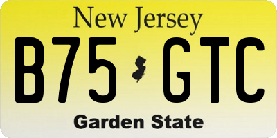 NJ license plate B75GTC