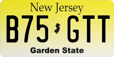 NJ license plate B75GTT