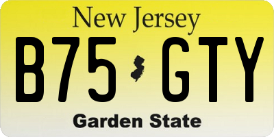 NJ license plate B75GTY