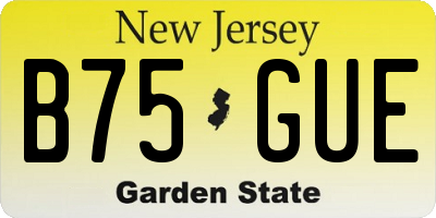 NJ license plate B75GUE