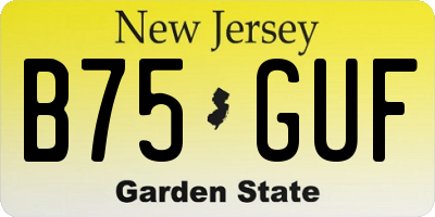 NJ license plate B75GUF