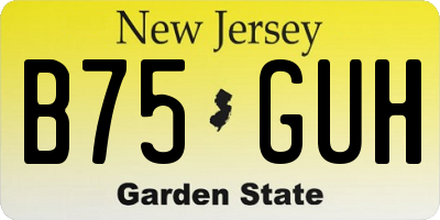 NJ license plate B75GUH