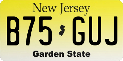 NJ license plate B75GUJ