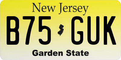 NJ license plate B75GUK