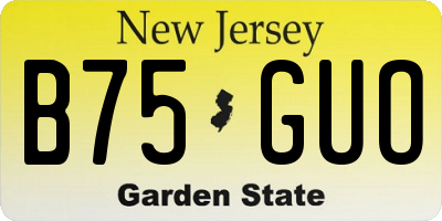 NJ license plate B75GUO