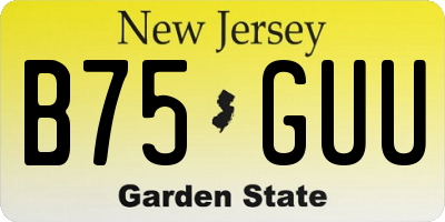 NJ license plate B75GUU
