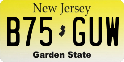 NJ license plate B75GUW