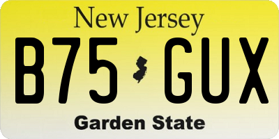 NJ license plate B75GUX