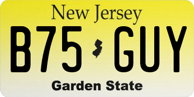 NJ license plate B75GUY