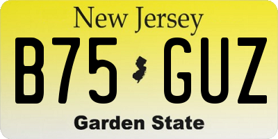 NJ license plate B75GUZ