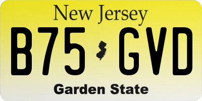 NJ license plate B75GVD