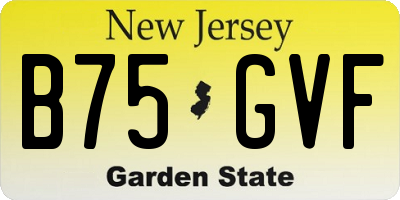 NJ license plate B75GVF