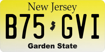 NJ license plate B75GVI